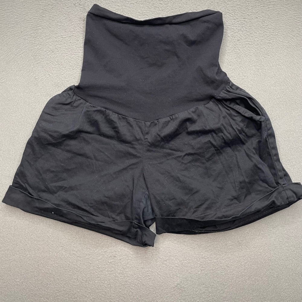 Oh Baby by Motherhood Maternity Shorts Black Cotton Size L Secret Fit Belly
